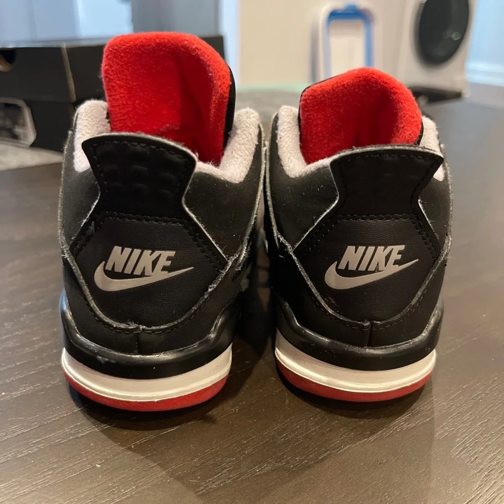 NIKE Air Jordan 4 Retro TD BRED (2019) BQ7670-060 Size 9c Good Condition No Box - Picture 4 of 10